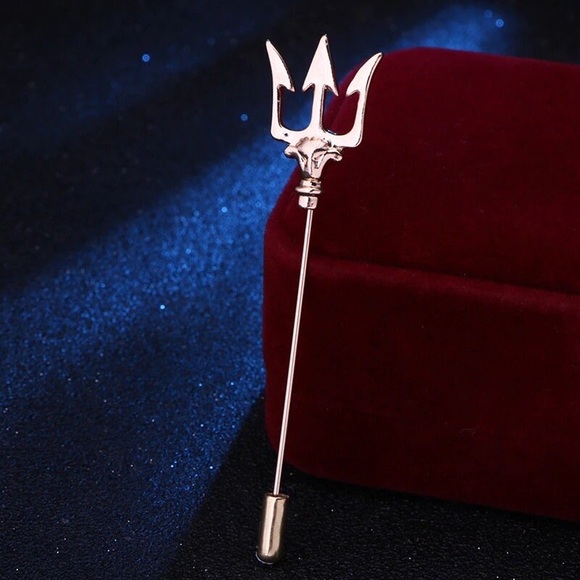 Trident Brooch Metal Lapel Pin Men's Suit Collar Pin Badge Shirt  Accessory - Picture 3 of 4